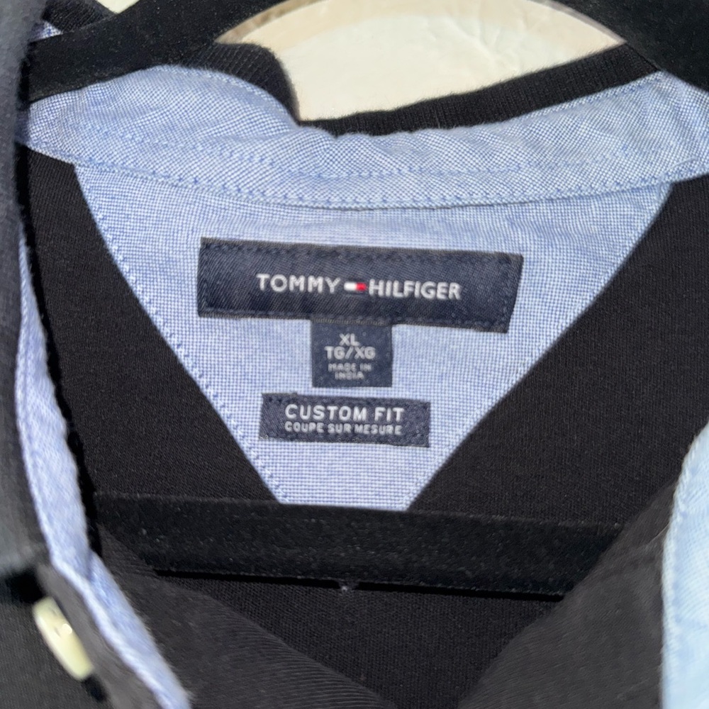 Tommy Hilfiger Black Polo Shirt with White Accents
